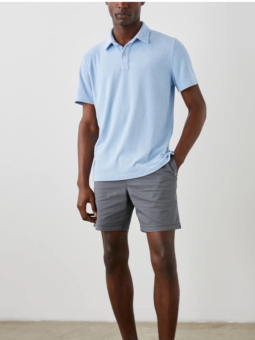 Rails Rhen Polo Shirt Chambray Blue Hemp and Organic Cotton. XL. Minimalist